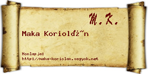 Maka Koriolán névjegykártya